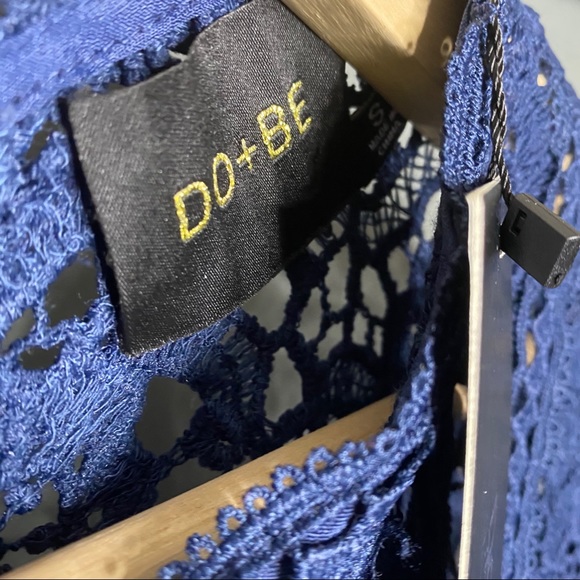 Lulus Do+Be Navy Lace Ruffle Cream Mini Dress NWT - Picture 5 of 7